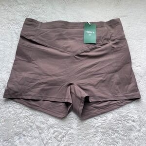 Halara Womens 1X Crossover High Waist Scrunch Butt Active Shorts Mauve Brown